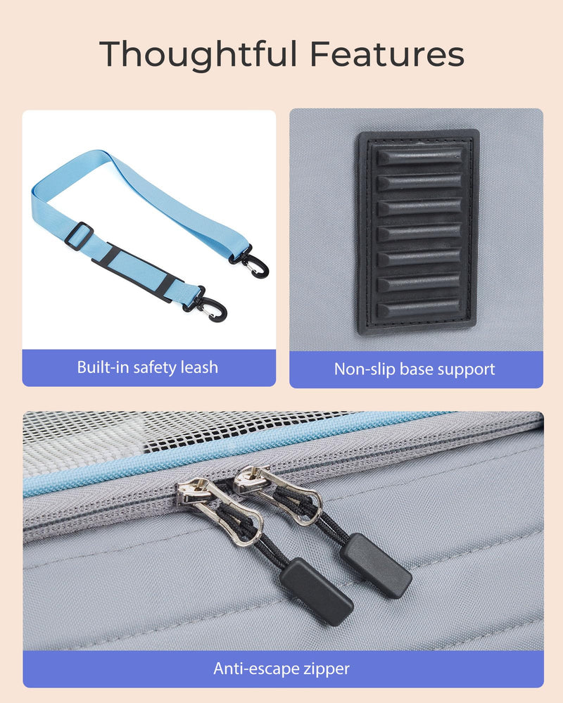 Top-Expandable Pet Carrier: NOBLE DUCK Airline Approved Pet Travel Bag for Cats/Dogs Up to 20 Lbs | Soft-Sided, Multi-Sided Breathable with Anti-Escape Zipper & Privacy Curtain to Reduce Stress