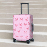 Travel Luggage Cover Pink Bow Dot, High Elasticity Washable Travel Baggage Protector Case Fits 26-28 in