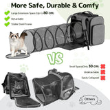 Cat Backpack with Detachable Play Tunnel, 2 in 1 Cat Tunnel Backpack Suitable for Carrying & Playing, Expandable Dog Backpack for Small Medium Kitten Puppy, Suitable for Travel Hiking Camping