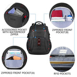 KROSER Travel Laptop Backpack 17.3 inch XL Computer Backpack Stylish College Backpack with RFID Pockets USB Charging Port REFLECTIVE STRIPS Water-Repellent Daypack for Business/Men