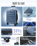 LIGHT FLIGHT Carry On Luggage 22x14x9 Airline Approved, Expandable Carry On Suitcases with Wheels, Lightweight Luggage, Durable Hard Shell 20 Inch Rolling Suit Case for Men Women Travel,Royal Blue
