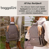 Baggallini All Day Backpack with RFID Phone Wristlet - Lightweight Travel Backpack for Women