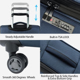 KROSER Softside Expandable Carry On Luggage with Front Business Pockets，20 Inch Suitcases with Spinner Wheels & Built-in TSA Lock, Durable Suitcase Rolling Luggage with USB Port, Haze Blue