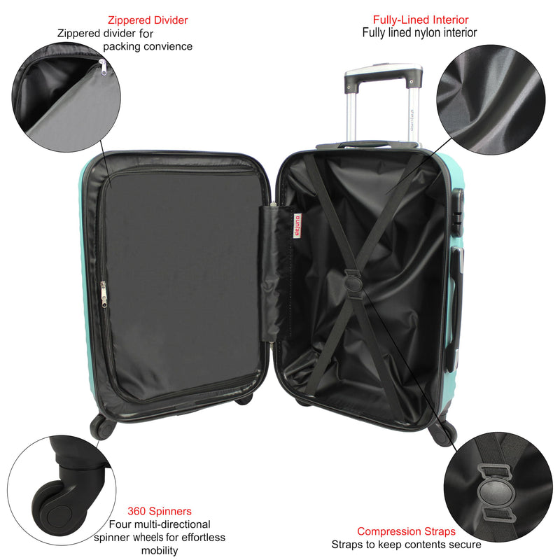 Dejuno Craft Hardside 24-Inch Lightweight Spinner Luggage - Teal
