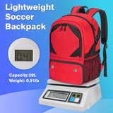 Soccer Bag, Lightweight Soccer backpack with Ball Compartment & Shoe Compartment for Basketball Volleyball & Football, Large and Water Resistant Sports Backpack for Son Daughter Men Women Red