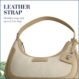 Tommy Bahama Hobo Bag, Women's Mini Handbag with Zip Closure and Woven Design, Tan/White