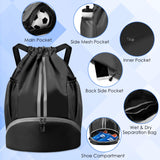 BROTOU Soccer Bags - Football & Volleyball Backpack with Ball & Shoe Compartment, Gym Bags for Men/Women (L, Black)