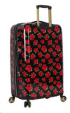 Betsey Johnson Designer Luggage Collection - Expandable 3 Piece Hardside Lightweight Spinner Suitcase Set - Travel Set includes 20-Inch Carry On, 26 inch and 30-Inch Checked Suitcase (Covered Roses)