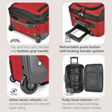U.S. Traveler Rio Lightweight Softside Rolling Carry-on Suitcase, 2-Wheel Set, Red