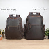 TIDING Full Grain Leather 17.3 Inch Laptop Backpack for Men Large Capacity Travel Weekender Camping Daypack Rucksack