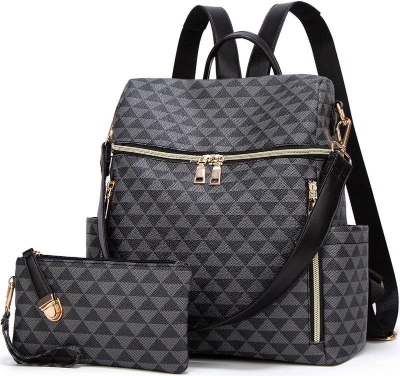 Makes Backpack Purse for Women PU Leather Travel Satchel Handbag Convertible Design Bag with Purse 2 Piece