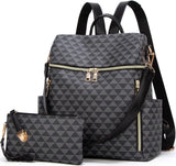 Makes Backpack Purse for Women PU Leather Travel Satchel Handbag Convertible Design Bag with Purse 2 Piece