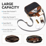 BOSTANTEN Quilted Crossbody Bags for Women Vegan Leather Purses Small Shoulder Handbags with RFID Blocking, Black with Brown
