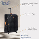 Bric's My Safari Spinner Suitcase, Lightweight Expandable Leather Shell Luggage with Smooth 360° Wheels and TSA Lock - 28 Inch, Black