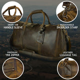 Leather Duffle Bag for Men - Full Grain Leather Travel Bag - TSA Approved Carry On Weekender Overnight Duffel Bag (20 inch)