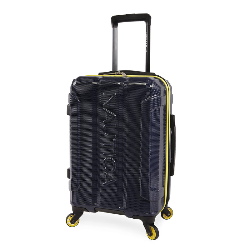 Nautica Maker Hardside Spinner Luggage, lightweight, Navy/Yellow, Carry-On 21-Inch