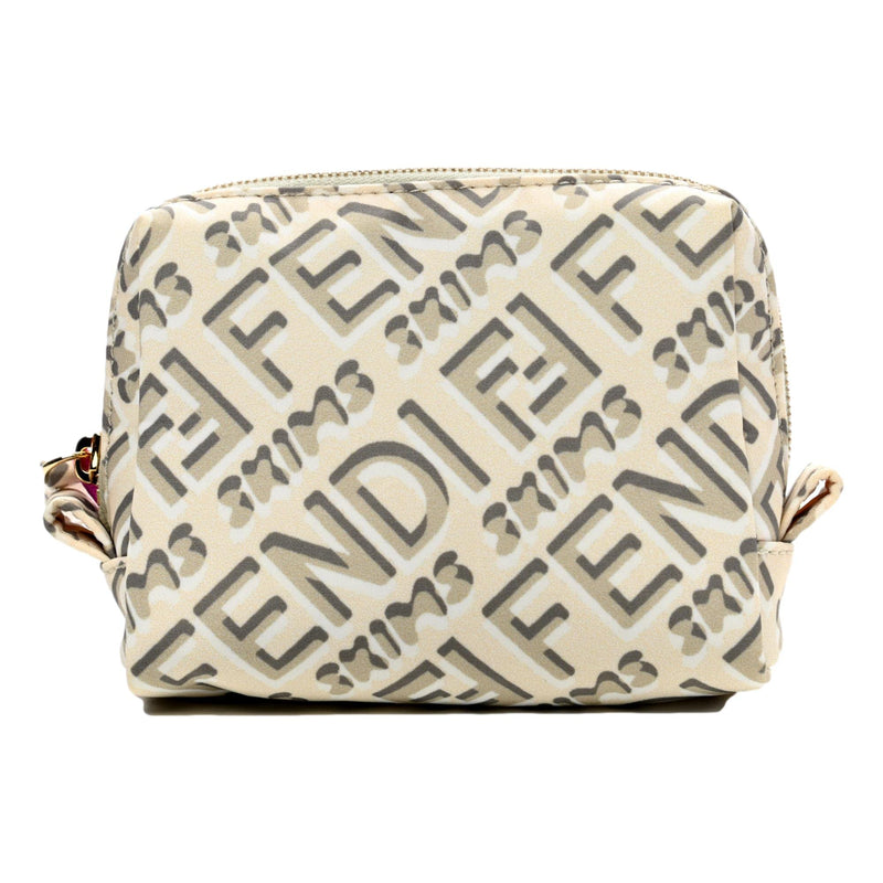 FENDI Skims Nylon Avorio Small Beauty Pouch Ivory Logo Cosmetic Bag with Zip Closure