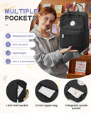 Black Small Backpack for Girls, Teenage Girls' Backpacks Middle School Students Bookbag Outdoor Daypack, Lightweight Casual Travel Daypack for Women Men, Classic Basic College Backpack for Teen Boys