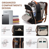 LOVEVOOK 40L Large Travel Backpack for Women Men, 17 Inch Carry on Backpack for Traveling on Airplane, Personal Item Bag Airline Approved, Business Causal Weekender Backpack, Black-Brown