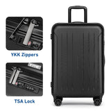 KYME 24-Inch Medium Luggage with Dual 360° Spinner Wheels Hardshell Checked TSA Approved Suitcase for Lightweight Travel (Black, 24" Checked)