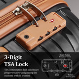 Joyway Luggage Sets 5 Piece PP Hardshell Carry on Suitcase, Travel Lightweight Carry-on with Double Spinner Wheels and TSA Lock, Black Brown