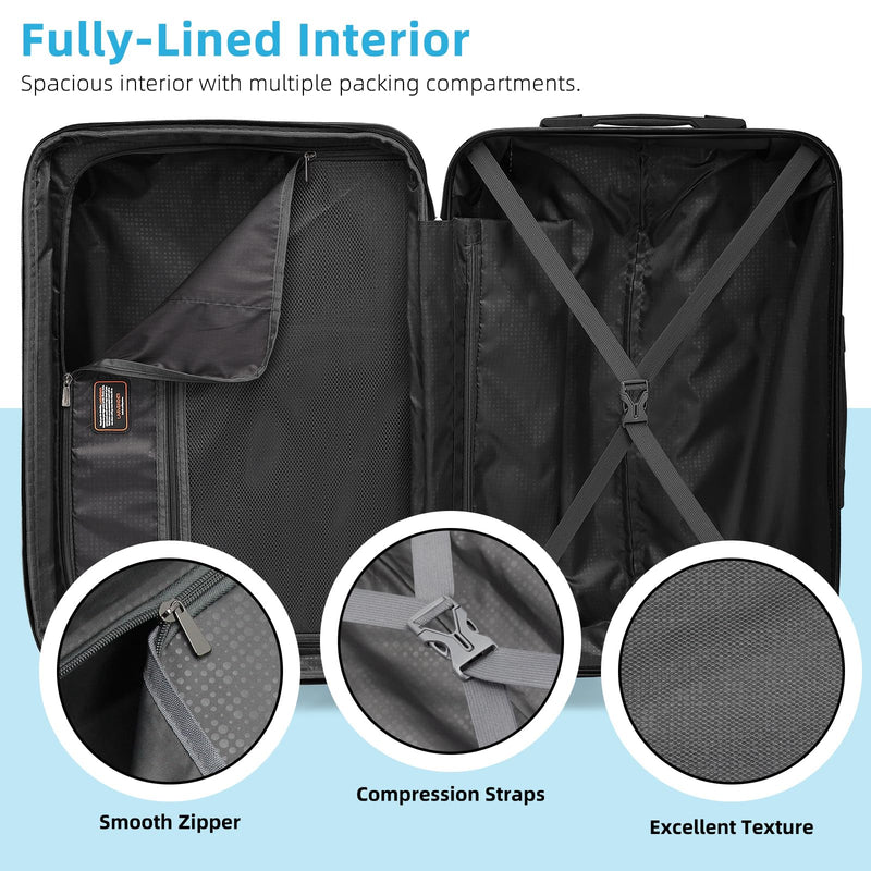 LARVENDER Luggage Sets 3 Piece, Hardside 20 IN Carry on Luggage Airline Approved PC+ABS Suitcase Set with Spinner Wheels TSA Lock, Lightweight Rolling Suitcase for Men and Women, Cheetah Print