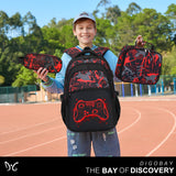 DIGOBAY Boys Backpack for School, 3PCS Cool Luminous Gamer Backpack for Boys with Lunch Box Pencil Case, Kids Backpacks Bookbag for Teen Boy Elementary Middle High School with USB Charging Port