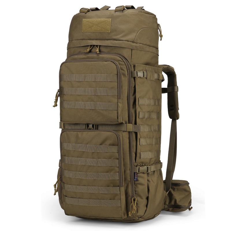 Mardingtop 75L Molle Hiking Internal Frame Backpacks with Rain Cover for Camping,Backpacking,Travelling(Khaki)