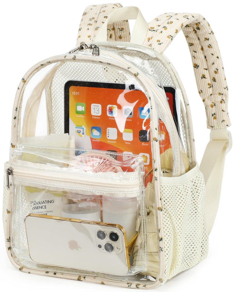 BTOOP Clear Mini Backpack for Stadium Events 12x12x6 Small Transparent Backpacks Plastic See Through Clear Bag for Concerts Work Festival Security Travel