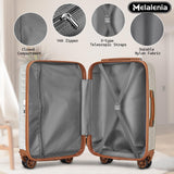 Melalenia Luggage Sets 7 Piece Hard Shell Carry on Suitcase with Spinner Wheels and TSA Lock, Lightweight Travel Duffel Bag for Women, Beige Brown