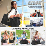 Dance Gym Duffel Bag for Teen Girls, Personalized Initial Travel Weekender Bag,Cute Overnight Carry On Duffle for Women,Sports Travel Cheer Bag,Monogram Christmas Gifts for Tween Preppy(black-A)