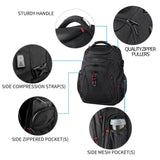KROSER Travel Laptop Backpack 17.3 Inch XL Computer Backpack with Hard Shell Saferoom RFID Pockets Water-Repellent Business College Daypack Stylish Bag for Men/Women-Black