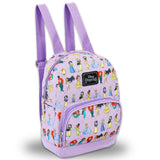 Disney Princess Mini Backpack - 10" Iconic Woven Small Backpack with Front Pocket & Stickers Bundle | Adjusts to Fit Kids, Toddlers, Teens, Women, Girls