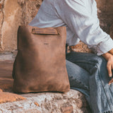 Heather's, Convertible Backpack to Shoulder Bag, Spacious Crossbody for Women, Squared Purse, Small Diaper Caddy, Commuting and Traveling, Full Grain Leather, Handmade, Bourbon Brown