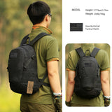 ArcEnCiel 15L Motorcycle Backpack Tactical Bag Rucksacks for Outdoor Camping Trekking with Patch(Black)