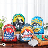 Locmeo 24 Pcs Religion Nonwoven Drawstring Backpacks Bulk Christian Religious Bible Verse Bags for Boy Girl Church