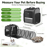 Cat Backpack with Detachable Play Tunnel, 2 in 1 Cat Tunnel Backpack Suitable for Carrying & Playing, Expandable Dog Backpack for Small Medium Kitten Puppy, Suitable for Travel Hiking Camping
