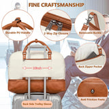 Wogarl 4PCS Weekender Bags for Women Large Overnight Weekend Travel Duffel Carry on Shoulder with Shoe Compartment Canvas Toiletry Bag for Travel Business Gym,Beige