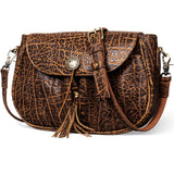 Gexmil Full Grain Leather Cross Body Bag for Women Men, Messenger Bag with Zipper Closure, Vintage Handmade Satchel, Adjustable Strap, Pure Brass Hardware, Buffalo Brown