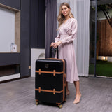 Badgley Mischka Grace 3 Piece Polycarbonate-ABS Expandable Retro Luggage Set (Black)