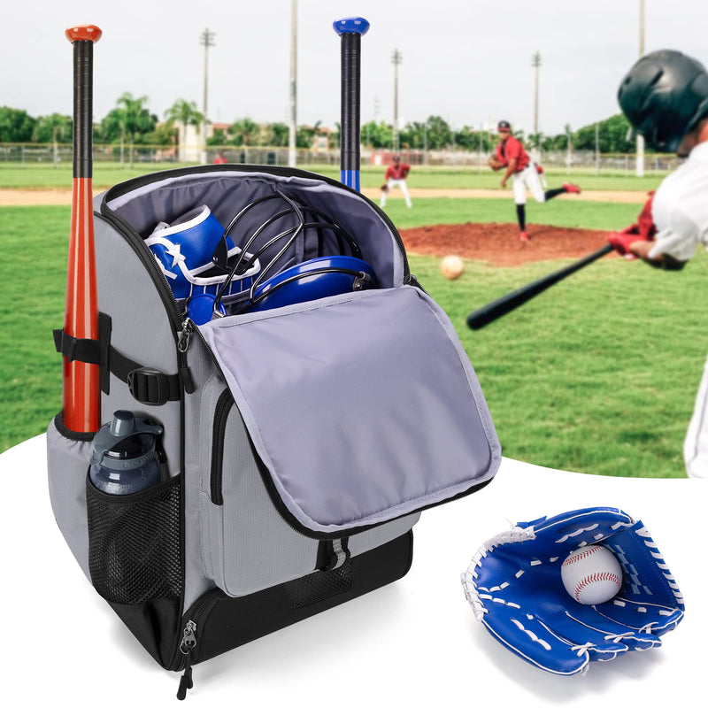 GOBUROS Baseball Backpack Holds Up to 4 Bats, Softball Bat Bag with Separate Shoe Space and Multiple Pockets for Essentials