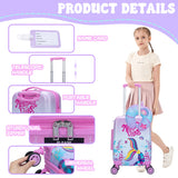 Inprof Kid’s Luggage Set 3 Piece Suitcase Set 16’’ Hardside Luggage with Spinner Wheels Girls Carry on Toddler Luggage Travel Rolling Luggage Airline Approved