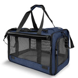 GAPZER Medium Cat Carrier Large Cat 15 lbs+ Soft Pet Carrier Small Puppy/Ventilated 2 Kittens Car Travel Bag Case/Comfy Big Maine Coons 25 Pounds/Soft-Sided Mesh Kitty Products Dark Blue