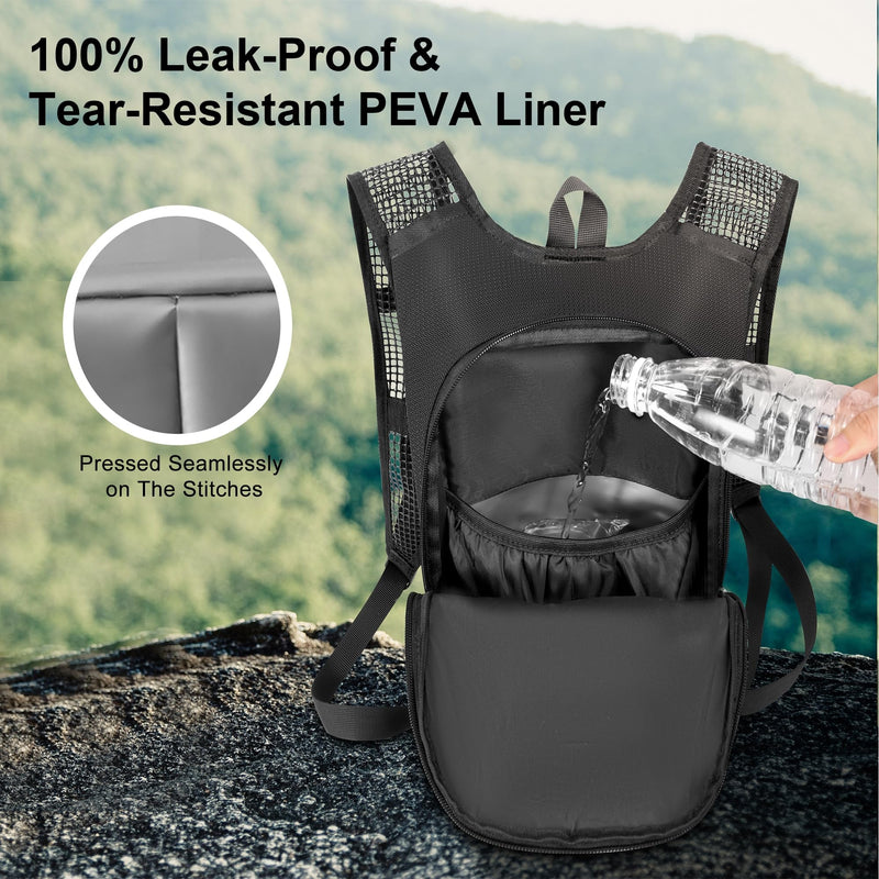 Hydration Backpack - Lightweight Water Backpack with 2L Water Bladder Bag, Running Hydration Vest Backpack for Men Women, Hydration Pack for Hiking, Cycling, Climbing MIYCOO (Black, 10L)