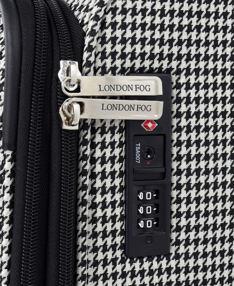 London Fog Cambridge 29" Expandable Spinner, Black White Houndstooth