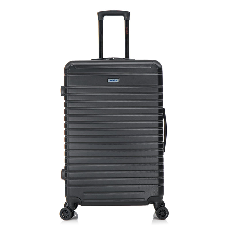 InUSA DEEP Luggage with GEL Handle | Spacious Traveling Suitcases Travel Suitcase with Dual Spinner Wheels and Studs | 28 Inch Large Hardside Luggage | Black