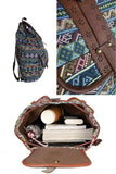 Zeollashop Hippie Canvas Women Backpack Purse- Boho Style Ethnic Drawstring Causal Double Shoulder Vintage Travel Daypack (Landscape), Large