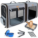 Lekereise Large Cat Carrier for 2 Cats, 2-in-1 Cat Travel Carrier with Litter Box, (17.7