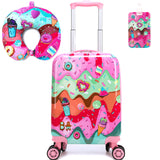 Inprof Cute Kid’s Luggage Set 2 Piece Suitcase Set 16’’ Hardside Luggage with Spinner Wheels Girls Carry on Toddler Travel Rolling Suitcase Carry on Luggage Airline Approved