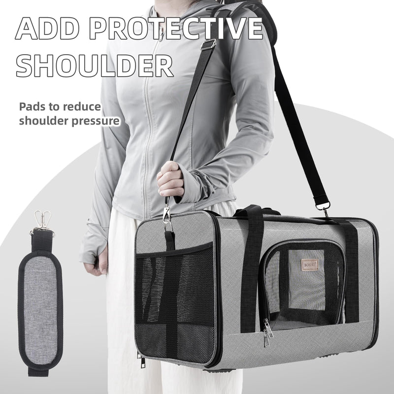 ROYPET Cat Carrier,Portable Pet Carrier Bag for Cats and Small Dogs,Foldable Soft-Sided and Scratch-Proof mesh Cat Bag Pet Carriers,Airline Approved Pet Carrier,Pet Travel Carrier Up to 15 Lbs,Grey
